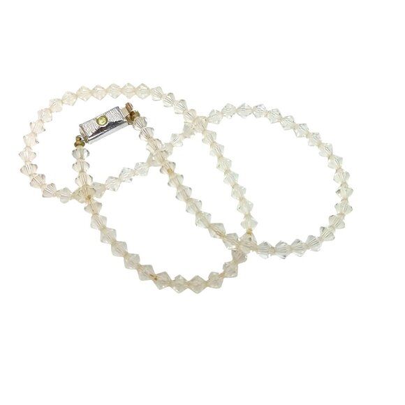 Vintage Clear Crystal Beaded Choker Necklace with Decorative Box Clasp - Picture 2 of 4